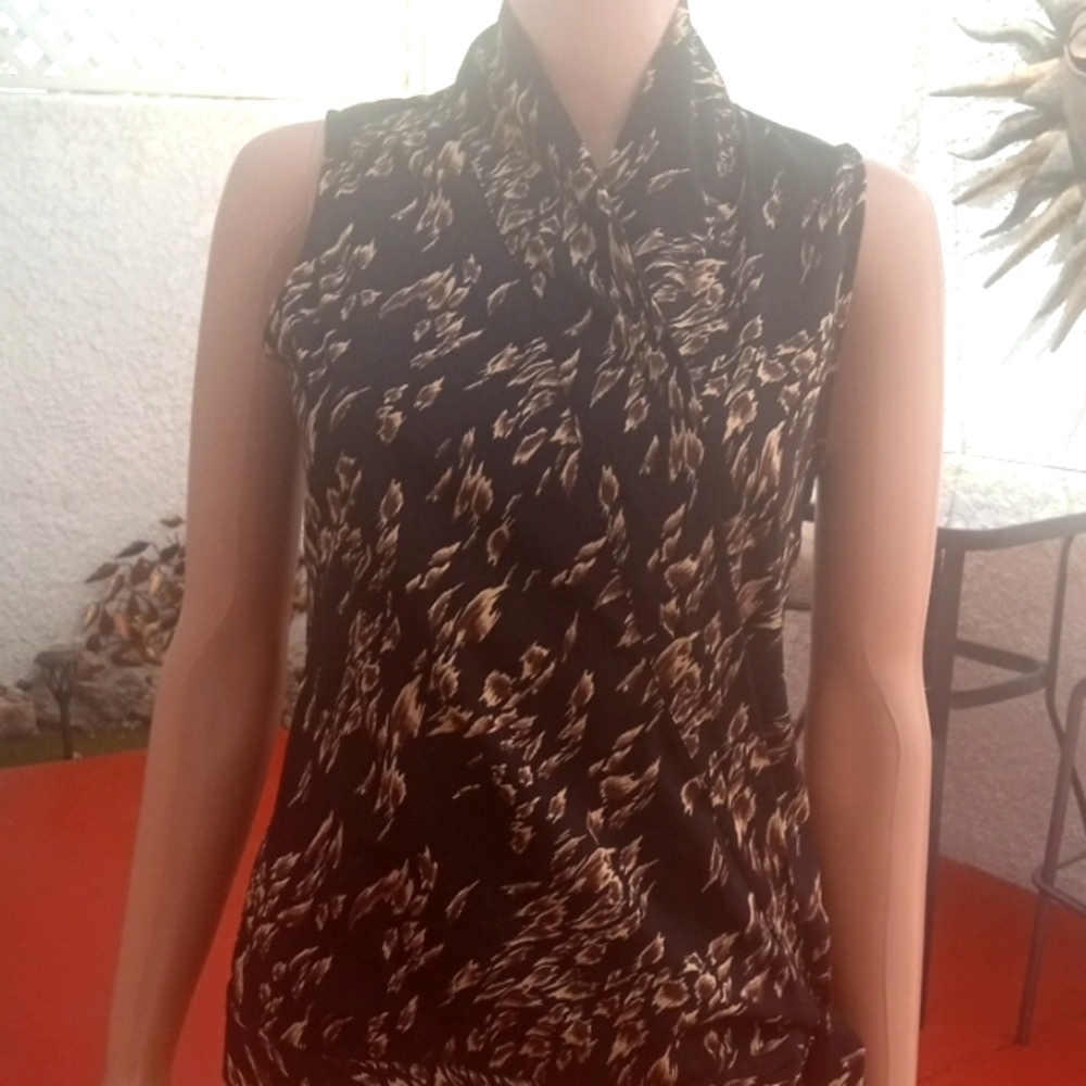 Banana Republic Black Sleeveless Wrap Blouse